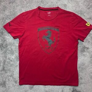 Mens Red Puma Scuderia Black Ferrari Race Shield T-Shirt Mens Large
